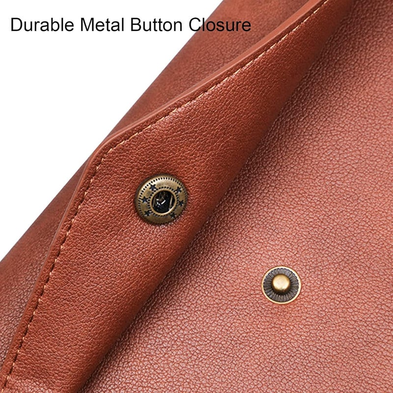VANRA 1 Piece PU Leather File Folders A4 Document Holder File Envelope Waterproof Portfolio Filing File Organizer for Letter Size with Snap Button Closure, Brown - Image 3